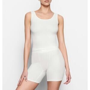 SKIMS Ribbed Lounge Tank & Boxer Shorts Set Marble Cream 2X / 3X